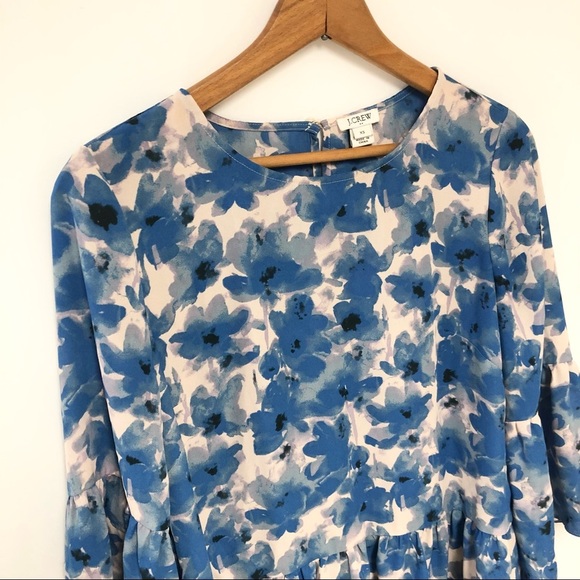 J Crew Blue Floral Print Peplum Blouse Sz XS - Picture 5 of 12